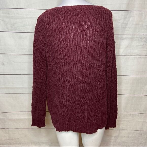 Brandy Melville maroon one size loose knit sweater - Picture 2 of 7